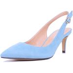 Escarpins talon aiguille bleues claires en caoutchouc à kitten heel Pointure 36,5 avec un talon entre 5 et 7cm classiques pour femme 