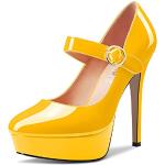 Escarpins talon aiguille jaunes en caoutchouc à élastiques Pointure 37 classiques pour femme 