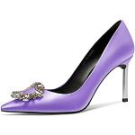 Escarpins talon aiguille violets en caoutchouc à élastiques Pointure 40 look sexy pour femme 