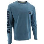 T-shirts Caterpillar bleu canard à manches longues à manches longues à col rond Taille 4 XL look sportif pour homme 