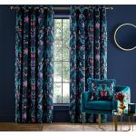 Double rideaux Catherine Lansfield bleu marine à fleurs en polyester 
