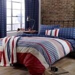 Catherine Lansfield Stars & Stripes Housse de Couette + taie d'oreiller pour lit de 105 cm (180 x 220 + 50 x 125)