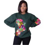Pullovers verts patchwork à motif Afrique style ethnique pour femme 