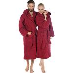 Peignoirs de bain Celinatex rouge bordeaux en coton oeko-tex à capuche Taille 3 XL look fashion pour femme 