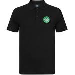 Celtic FC Officiel - Polo de Football pour Homme - avec Blason Officiel - Noir/Blason Unique - L
