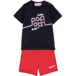 Cesare Paciotti 4Us Kids ensemble haut-short en coton à logo imprimé - Bleu