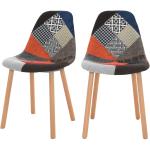 Chaises en bois Rendez vous deco multicolores patchwork en bois en lot de 2 en promo 