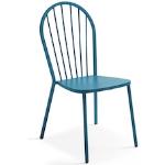 Chaises de jardin design bleus acier en métal 