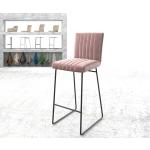 Chaise-de-bar Luiga-Flex velours rosé cadre de patins métal