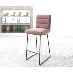 Chaises de bar DELIFE Pela-Flex roses laquées en velours en promo 