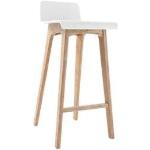 Chaise de bar scandinave 75 cm bois et blanc BALTIK - L41xP45xA87