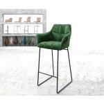 Chaises de bar DELIFE Yulo-Flex vertes laquées en velours en promo 