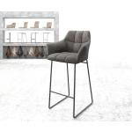 Chaise-de-bar Yulo-Flex vintage anthracite cadre patin métal