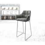 Chaise-de-bar Yulo-Flex vintage gris cadre patin acier inoxydable
