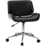 Miliboo - Chaise de bureau à roulettes design noir, bois foncé noyer et acier chromé rubbens - Noyer / noir