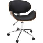 Miliboo - Chaise de bureau à roulettes design noir, bois foncé noyer et acier chromé walnut - Noir