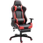 Chaise de bureau gaming style baquet racing pivotant inclinable réglable avec coussins repose-pieds synthétique noir rouge