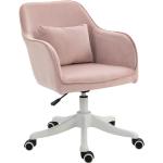 Chaises design Homcom rose pastel en velours à hauteur réglable 