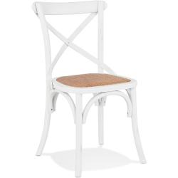 Chaise de cuisine rétro 'CHABLY' en bois blanc - commande par 2 pièces / prix pour 1 pièce