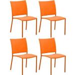 Chaises de jardin orange en lot de 4 