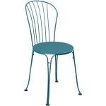 Chaises de jardin Fermob bleues en métal made in France empilables 