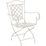 Chaise de jardin en fer forgé crème vieilli avec accoudoir MDJ10075