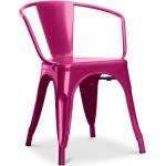 Chaises design rose fushia en acier avec accoudoirs industrielles 