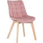 Chaise de Salle à Manger - CLP - Passaic - Velours Rose - Bois Massif - Style Scandinave Moderne