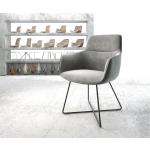 Chaises design DELIFE Pejo-Flex grises en velours en promo 