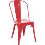 Chaises design rouges en métal empilables industrielles 