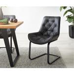Chaises design DELIFE Taimi-Flex noires en cuir 