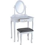 Chaise en bois coiffeuse miroir blanc schenkbar tiroir ovale tabouret BHP 421469