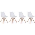 Chaises en bois marron en cuir synthétique en lot de 4 modernes 