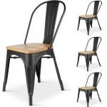 Chaises en bois marron en métal empilables en lot de 4 modernes 
