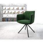 Chaises design DeLife vertes en velours avec accoudoirs en promo 