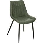 Atmosphera - Chaise de table Assise Vert Kaki effet Cuir et pieds en métal