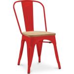 Chaises en bois rouges en métal industrielles 