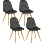 Chaises en bois gris foncé en bois massif en lot de 4 scandinaves 