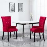 Chaises de salle à manger rouges en chêne avec accoudoirs 