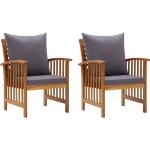 Chaises de jardin en bois VidaXL gris foncé en bois avec coussins 
