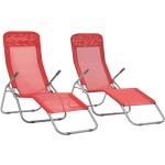 Chaises longues design Helloshop26 rouges en acier pliables 