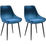 Chaises design bleu nuit en velours en lot de 2 contemporaines 