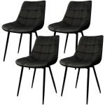 Chaises design noires à carreaux en métal en lot de 4 contemporaines 