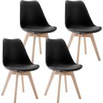 Chaises en bois marron en bois massif en lot de 4 scandinaves 