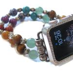 Bracelets de montre argentés en plastique à perles pour femme 