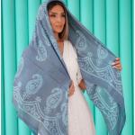 Foulards en soie bleus pour femme 