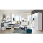 Chambre adulte complète, coloris blanc, rechampis verre blanc + chrome - Dim : 180 x 200 cm
