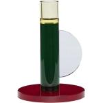 Bougeoirs en verre Hübsch verts en cristal de 14 cm 