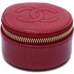 Boites à bijoux de créateur Chanel rouges en cuir en cuir seconde main en promo 