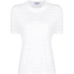 T-shirts col rond de créateur Chanel blancs à rayures seconde main à manches courtes à col rond Tailles uniques pour femme 